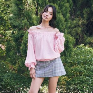 Chân váy A kẻ ô