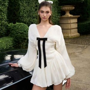 Váy Cổ Tay Bồng Đính Nơ Thương Hiệu Amelie